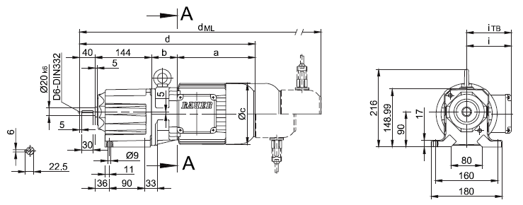 Вариант исполнения на лапах BG10 Вариант исполнения на лапах BG10