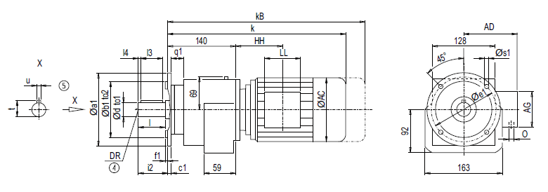 Монтажное исполнение на фланце DF/ZF38 (тип A)