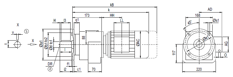 Монтажное исполнение на фланце DF/ZF48 (тип A)