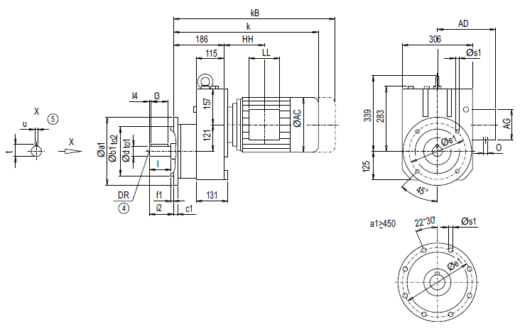 Монтажное исполнение на фланце EF108 (тип A)