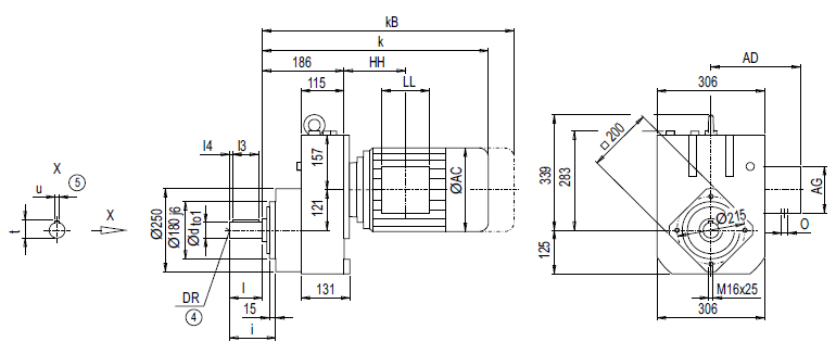 Монтажное исполнение с фланцевым корпусом (тип C) EZ108