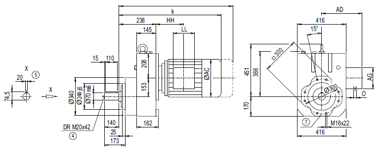 Монтажное исполнение с фланцевым корпусом (тип C) EZ148 Монтажное исполнение с фланцевым корпусом (тип C) EZ148