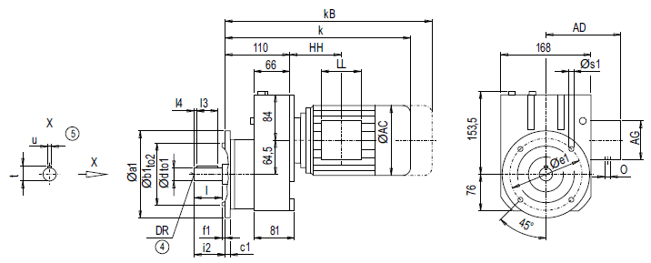 Монтажное исполнение на фланце EF48 (Тип A) Монтажное исполнение на фланце EF48 (Тип A)