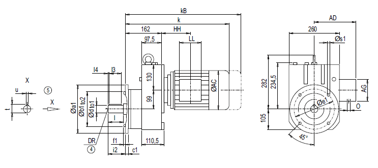 Монтажное исполнение на фланце EF88 (тип A)