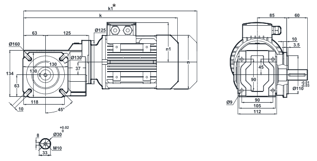 Монтажное исполнение на фланце KR102.02, KR103.02 Монтажное исполнение на фланце KR102.02, KR103.02
