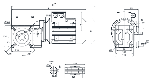 Монтажное исполнение на фланце KR102.03, KR103.03 Монтажное исполнение на фланце KR102.03, KR103.03
