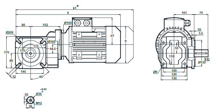 Монтажное исполнение на фланце KR202.02, KR203.02 Монтажное исполнение на фланце KR202.02, KR203.02
