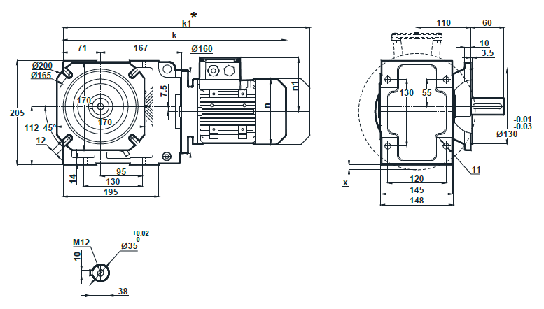 Монтажное исполнение на фланце KR273.02 Монтажное исполнение на фланце KR273.02
