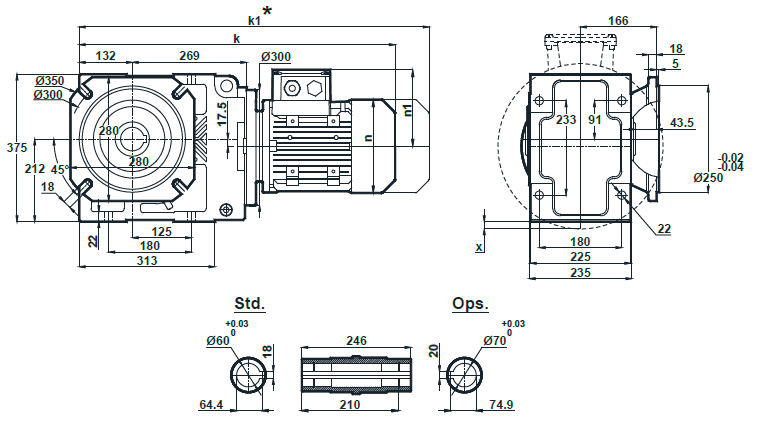 Монтажное исполнение на фланце KR573.03 Монтажное исполнение на фланце KR573.03