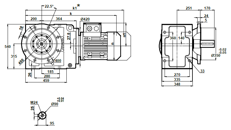 Монтажное исполнение на фланце KR773.02 Монтажное исполнение на фланце KR773.02